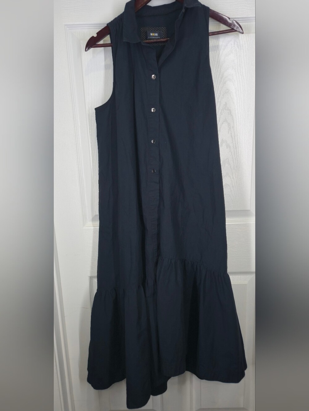 Maeve by Anthropologie Paola Flounced Midi Dress Black Small - Picture 12 of 16